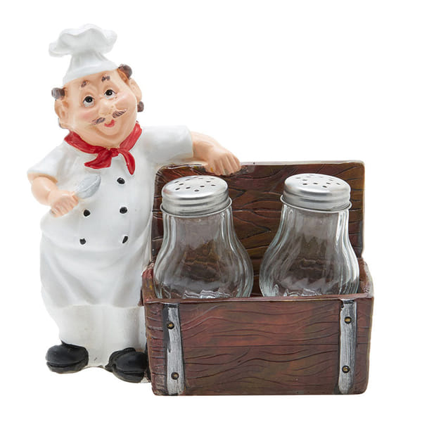 Chef Treasure Box Resin Holder And Salt Pepper Shakers - Brown Chef Treasure Box Resin Holder And Salt Pepper Shakers - Brown