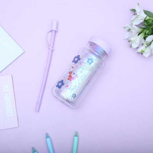 Sipper Bottle - Glass - Purple - Single Piece