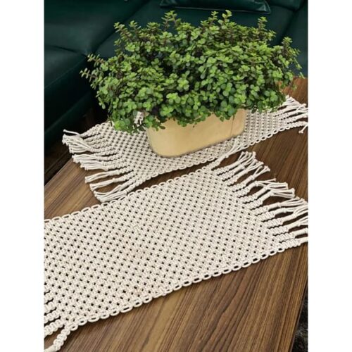Table Mat - Macrame - Off White - Rectangle - Set Of 2 Table Mat - Macrame - Off White - Rectangle - Set Of 2