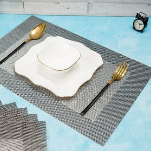 Table Mats - Concentrix - Fossil Grey And Silver - Set Of 6
